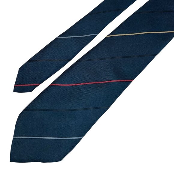 Jsaco Men's Blue Stripe Silk Made in Italy Necktie Tie - Picture 2 of 6